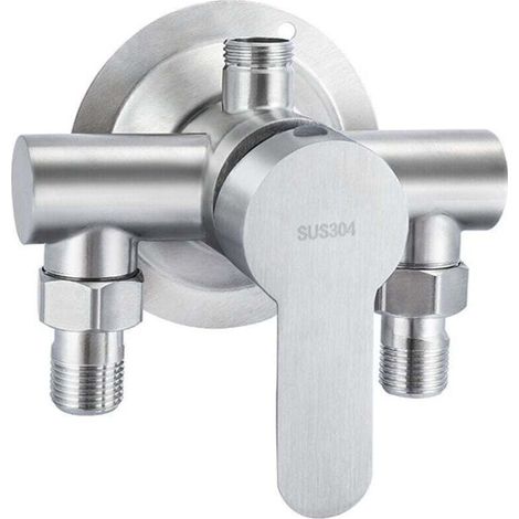 1 pièce 304 acier inoxydable exposé chaud et froid robinet de douche interrupteur chauffe-eau robinet de salle de bain, acier inoxydable exposé (1/4)