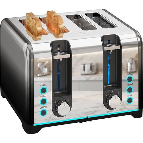 Grille-pain 4 tranches with 7 levels of brunissage, functions reheating, defrosting and off (1/5)