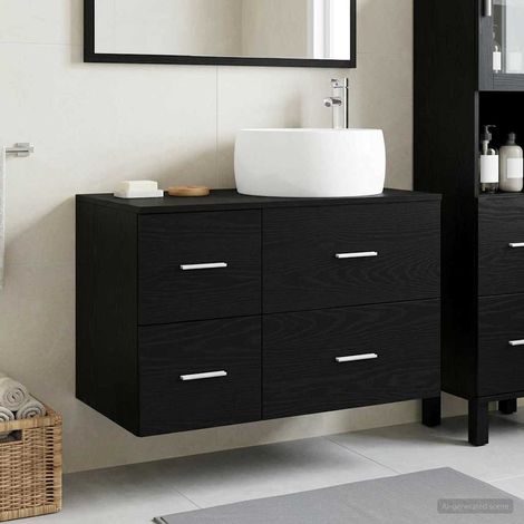 vidaXL Bathroom Furniture Set 2 pcs Black Oak Engineered Wood (1/5)