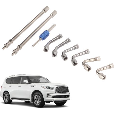 Prolongateur de valve métallique 45 90 135 degrés pour pneus de voitures, camions, tondeuses à gazon et véhicules à double essieu