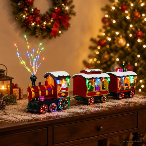 vidaXL Train de Noël SALO 51 x 9,5 x 24,5 cm Resin Multicolour (1/5)