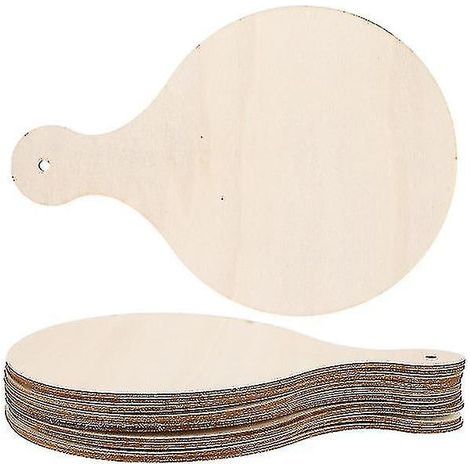 Lot de 10 plateaux de service ronds en bois, planches à pain, pelles à pizza, planches à découper en bois brut, plateau à fromage (1/5)