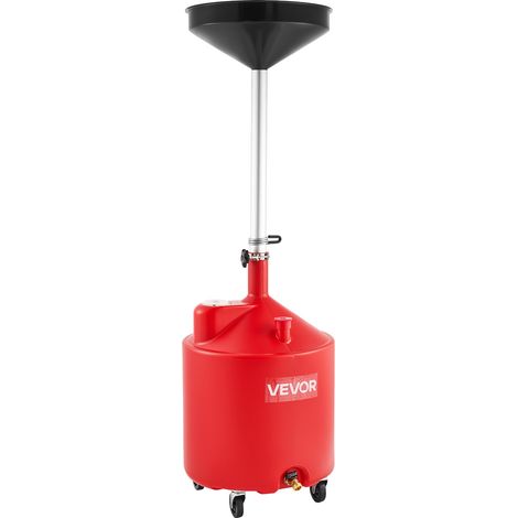 VEVOR Reservoir de Vidange Huile Usagee 68 L, Vidangeur Huile Portable Industriel, avec Entonnoir Reglable en Hauteur, Roues, Drainage Transfert Carburant pour Ateliers Reparation Automobile, Rouge