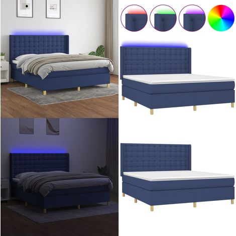 Boxspringbett mit Matratze & LED Blau 180x200 cm Stoff - Boxspringbett - Doppelbett - Schlafsofa - Bettauflage - Lattenrost - Home & Living (1/5)