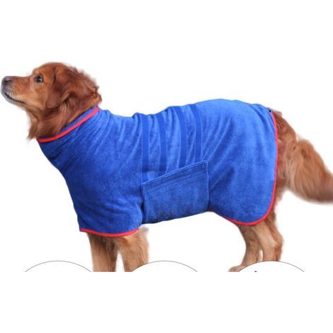 Peignoir pour chien en microfibre, bleu saphir - Taille L (1/5)