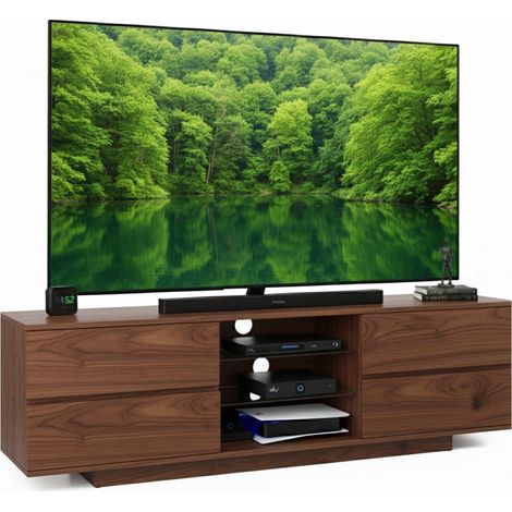 Centurion Supports Avitus Premium Walnut with 4-Walnut Drawers & 3-Shelves 32"-65" LED/ OLED / LCD TV Cabinet (1/5)