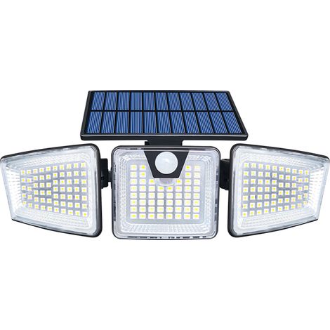 Ultrahelle LED-Solarwandleuchte mit Bewegungsmelder für die Terrasse, dreifache Wandleuchte, wasserdicht (IP65), verstellbarer Winkel, dreiseitige Beleuchtung (1/4)