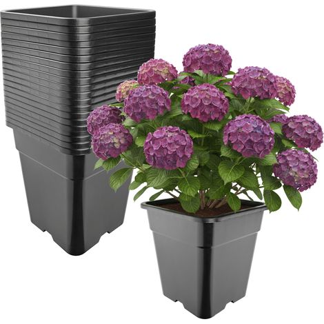Garronda Pflanztopf Kunststoff hoch 33 x 33 x 34 cm (25L) 20er Set eckig mit Drainagelöchern Blumentopf PP Pflanzgefäß für Garten Gewächshaus Balkon Anzucht Innen Außenbereich Schwarz GD-0201