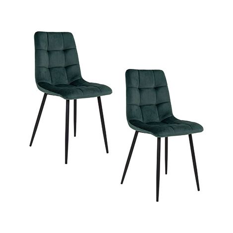 Lot de 2 chaises 55x44x86 cm en velours vert foncé - GELLER