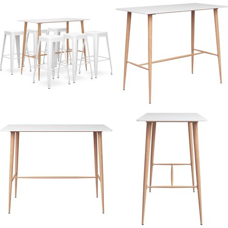 7-tlg. Bar-Set Weiß - Bar Set - Bartisch - Barhocker - Kücheninsel - Wohnzimmer Dekoration - Home & Living (1/5)