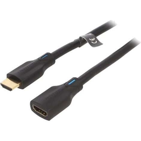 Cable HDMI 2.1 femelle HDMI prise male 4K 3D UHD 1m - Noir