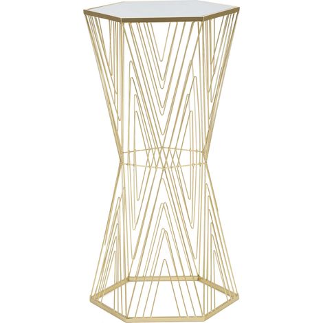 Mesa de Centro Danesa, Con Almacenamiento, Forma Hexagonal, Tablero Transparente, 40x35x80h cm Transparente