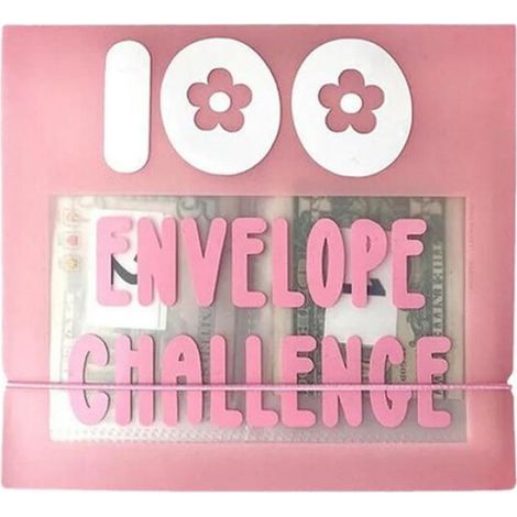 Classeur Enveloppes - 100 Enveloppes Pour Épargne - Rangement Économie Argent - Rose - 20x16 cm (1/4)
