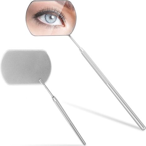Miroir carré argenté portable 1 pièce, détachable en acier inoxydable multifonction pour examen buccal et oculaire, accessoire pour extension de cils (1/5)
