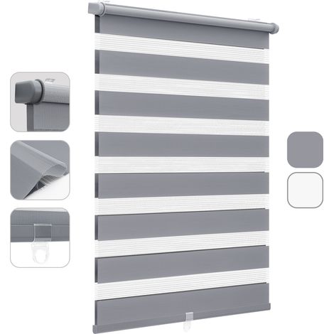 Sekey Doppelrollo Duo Rollo Schnurlos Klemmfix ohne Bohren Rollo Faltrollo, ohne Bohren Klemmträger, ohne Kettenzug, sicherer für das Kinderzimmer Dunkelgrau 70x150cm (1/5)