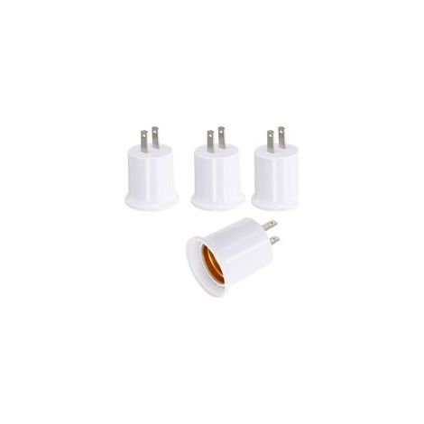 Adaptateur de prise E26/E27 pour douille de lampe, lot de 4 pièces, 100-250 V CA, prise américaine polarisée à 2 broches, convertit une prise murale en douille pour ampoule à vis. (1/5)