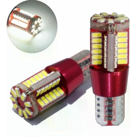Lot de 10 ampoules T10 W5W 192 Canbus 3014 57SMD sans erreur pour feux de gabarit, feux de position et de stationnement, blanc, rouge, bleu (1/5)
