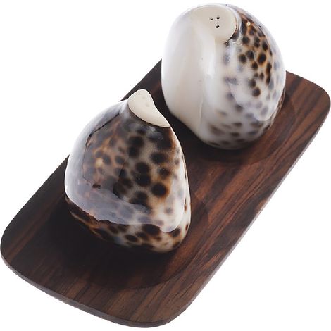 COQUILLAGE - Duo Salière et Poivrier en Coquillage Naturel - 6.5cm - Fait Main - Pièces Uniques - Finition Résine - Style Bord de Mer - Élégant et Authentique