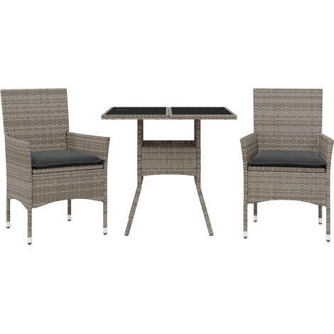 Maison Exclusive - 3-tlg. Garten-Essgruppe mit Kissen Grau Poly R