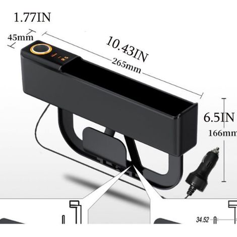 Organisateur Vide Poches Siège Auto - Boîte Rangement Entrejambe avec Port USB - 45 x 265 x 166 mm - 1 Pièce (1/5)