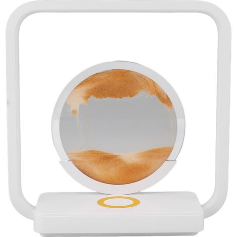 Lampe décorative à effet sable mouvant avec chargeur de téléphone sans fil, alimentation USB, sablier 3D à mouvement liquide, lampe de bureau tactile à intensité variable en continu, jaune (1/5)