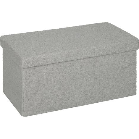 Banco tapizado con tapa y otomana con almacenaje, color gris claro