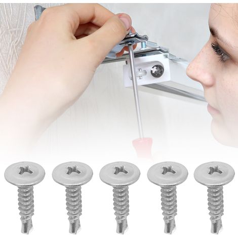 Lot de 100 vis autotaraudeuses à tête ronde et rondelle à dégagement rapide, en acier inoxydable 410, à tête Phillips, 4,2 x 19 mm (1/5)