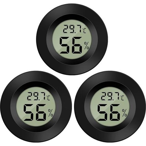 3-Pack Hygromètre Thermomètre Numérique LCD Moniteur Humidimètre Jauge pour Humidificateurs Déshumidificateurs Serre Sous-Sol Babyroom (1/5)