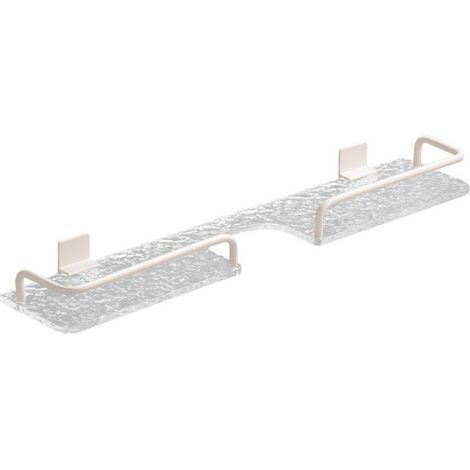 Mensola per rubinetto da bagno a parete, mensola per lavabo, non necessita di foratura, acrilico, motivo a onde nere, 50 cm (1/4)