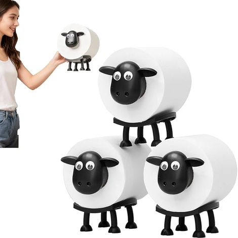 Porte-Rouleaux de Papier Toilette Mouton Noir – Support WC sur Pied en Forme de – Décoration et Pratique de Salle de Bain – Rangement Design imprimé en 3D (1/5)