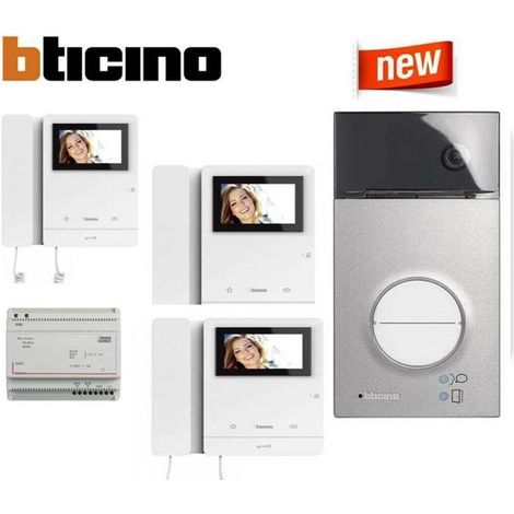 BTICINO KIT 3 MONITOR MONOFAMILIARE VIDEOCITOFONO TOUCH A COLORI 2 FILI OFFERTA