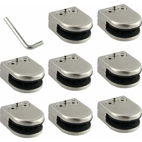 Pince de Verre en Acier Inoxydable 304 - 8 PCS, 68mm, Support Dos Plat, Finition Chromée, Balustrade (1/5)
