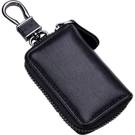 Faraday-Tasche für Autoschlüssel, Autoschlüssel-Signal-Blockierbox, RFID-Diebstahlschutzbox aus Leder, Fernbedienung-Schlüsseletui mit Haken und Schlüsselring (1/3)