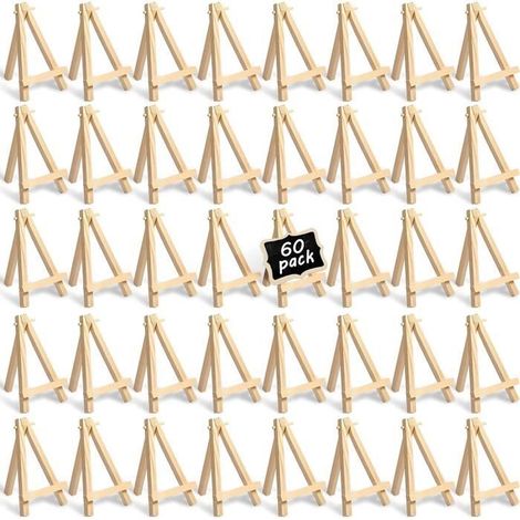 Mini chevalet en bois - YSTP - 60 pièces - 7x12,5 cm - Triangulaire - Matériau durable (1/4)