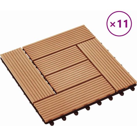 Carreau de terrasse 11 pcs Teck 30 x 30 cm WPC (1/5)