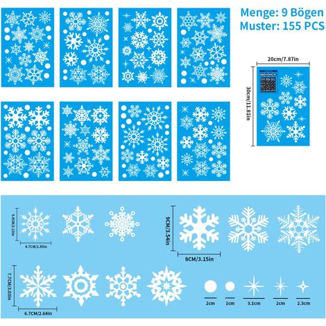 Nepfaivy Schneeflocken Fensterbilder Weihnachten 155PCS Selbstklebend Statisch (1/5)