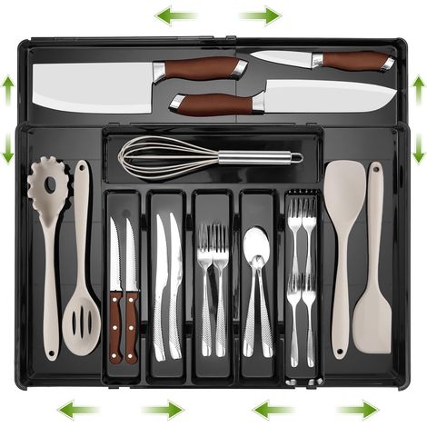 Range Couverts pour Tiroir, Largeur Extensible 30‑54cm, 6 à 9 Compartiments (1/5)