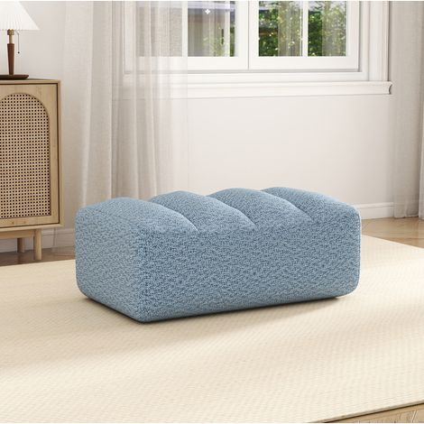 Pouf ottoman 104x61x45 cm en tissu peluche bleu, modulable, gain de place pour salon FLORAGRACE (1/5)