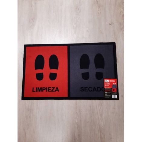 FELPUDO POLIAMIDA DESINFECCION LIMPIA-SECA ROJO/GRIS 45X75CM - DINTEX