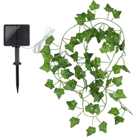Guirlande lumineuse solaire d'extérieur, guirlande lumineuse solaire en lierre artificiel, éclairage de jardin étanche, 100 LED, 8 modes (1/5)