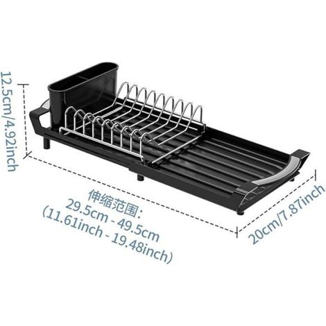 Égouttoir À Vaisselle - Acier Inoxydable - Extensible 29-49 cm - Pour Évier De Cuisine - 1 Pièce (1/5)