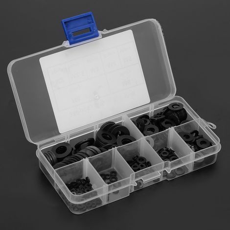 Kit de 350 rondelles plates en nylon noir, joints toriques, tailles M2/M2.5/M3/M4/M5/M6/M8 (1/5)