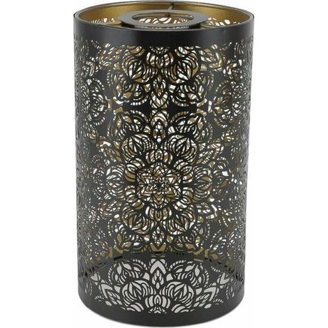 Abat-Jour Sculpture Creuse Abat-Jour En Fer Forgé Abat-Jour En Fer Table Circulaire Abat-Jour Moderne En Métal Cylindrique Motif Circulaire E27 E26 Table De Chevet Décorative (1/4)