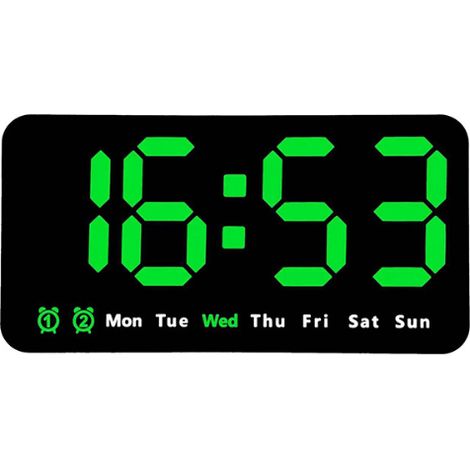 Orologio da parete digitale, orologio digitale a LED, formato 12/24 ore, numeri grandi, piccolo, silenzioso, verde.