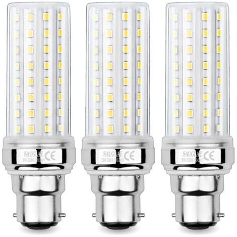 BUNTHAUS 20-W-LED-Maiskolbenlampen, entspricht 150-W-Glühlampe, 2300 lm, 3000 K warmweiß, B22-Bajonettfassung, 3er-Pack NPTERBL