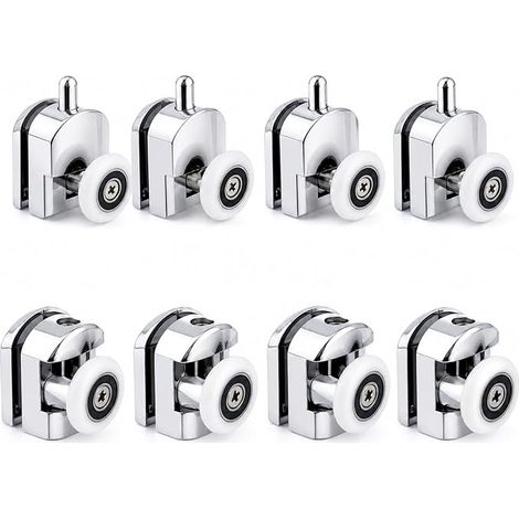 STARVAST Lot de 8 Roulettes pour Porte de Douche - Roulettes Cabine de Douche en Alliage de Zinc - Roulette Porte Coulissante Douche pour Salle de Bain 25mm (4 Supérieures et 4 Inférieures) (1/5)