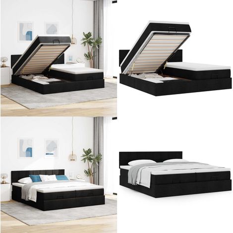 vidaXL Ottoman-Bett mit Matratzen Schwarz 160x200 cm Stoff (1/5)