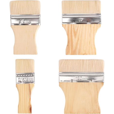 Set de 4 Pinceau Plat Peinture avec Manche en Bois (1/5)