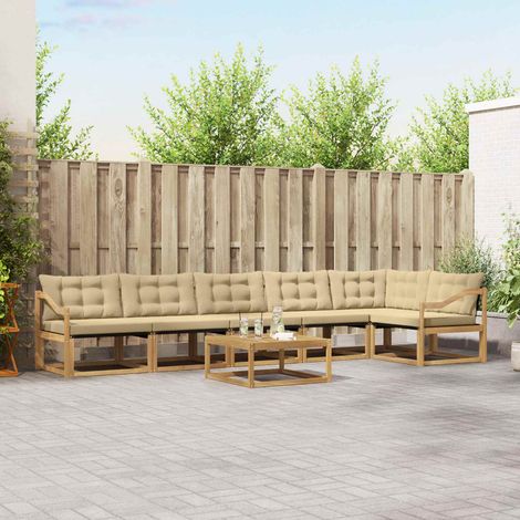 vidaXL Outdoor-Sofagarnitur 7 pcs Weiß und Beige 79 x 79 x 37 cm (1/5)