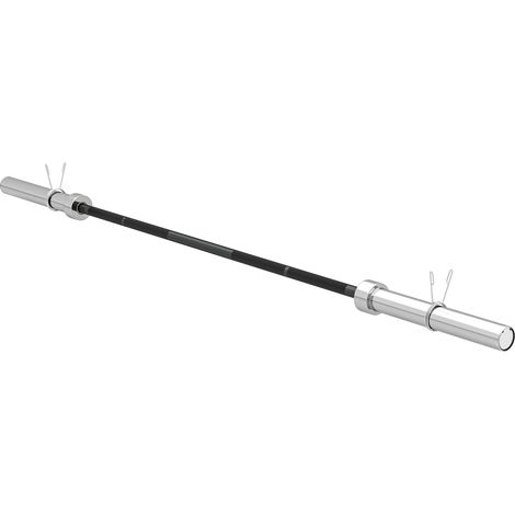 Barre d'haltères en acier 180 cm Ø50 mm avec 2 pinces Charge 200 kg Barre de musculation pour disques Ø5 cm Fitness